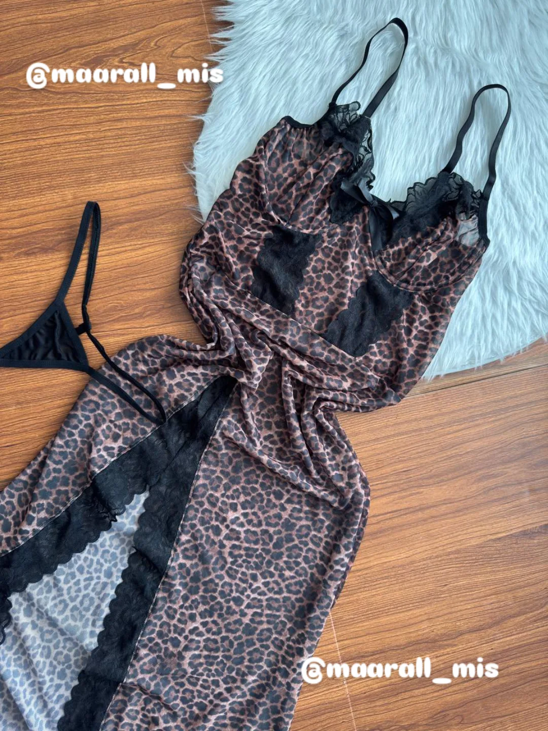 لباس خواب پیراهن پلنگی فنردار سایز L,XL کد 6914