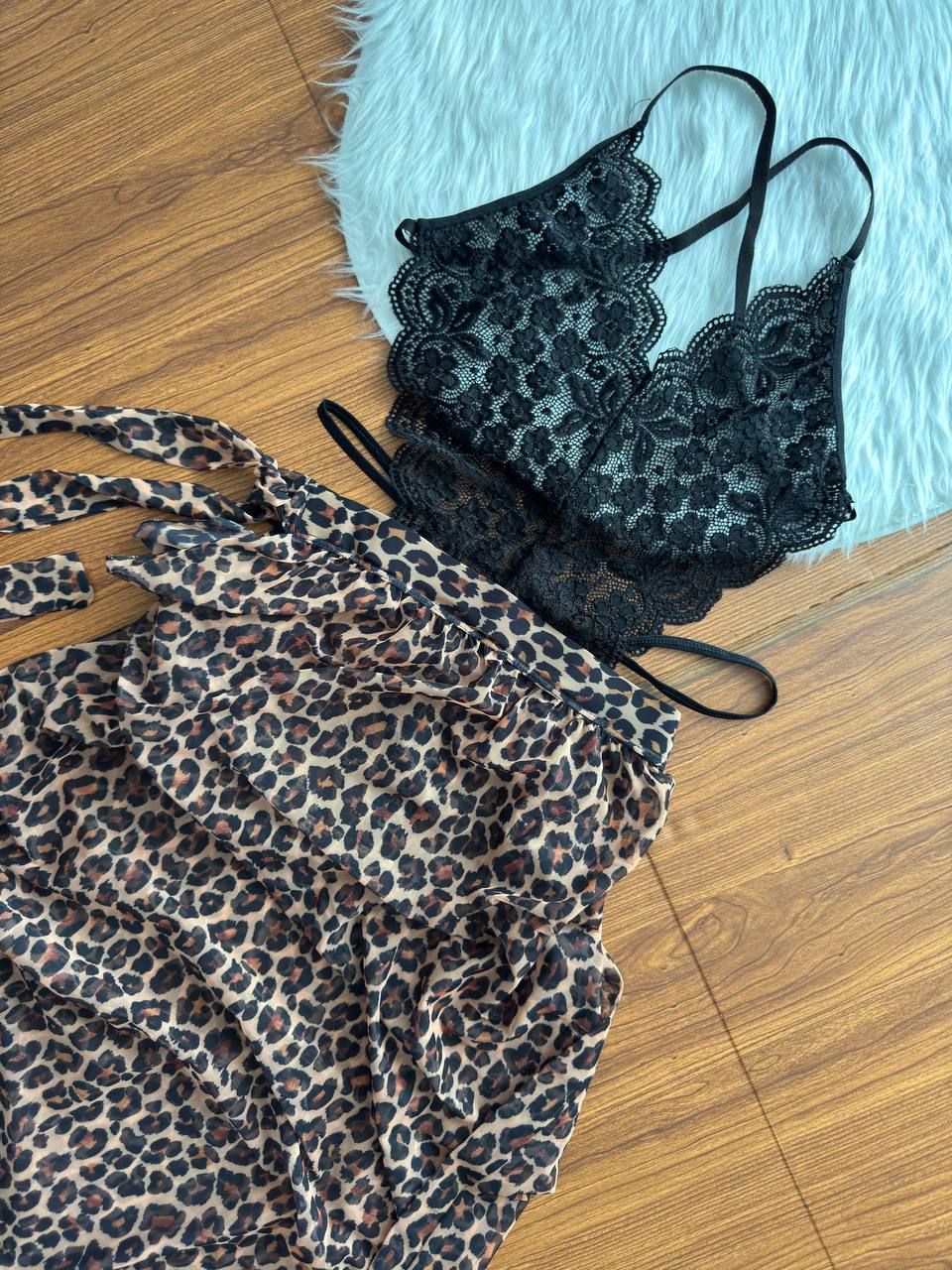 لباس خواب دو تیکه پلنگی کد 100415