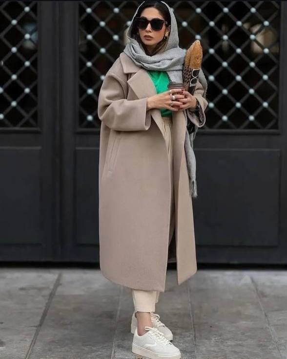 پالتو بلند فوتر چاک دار زنانه Beauty