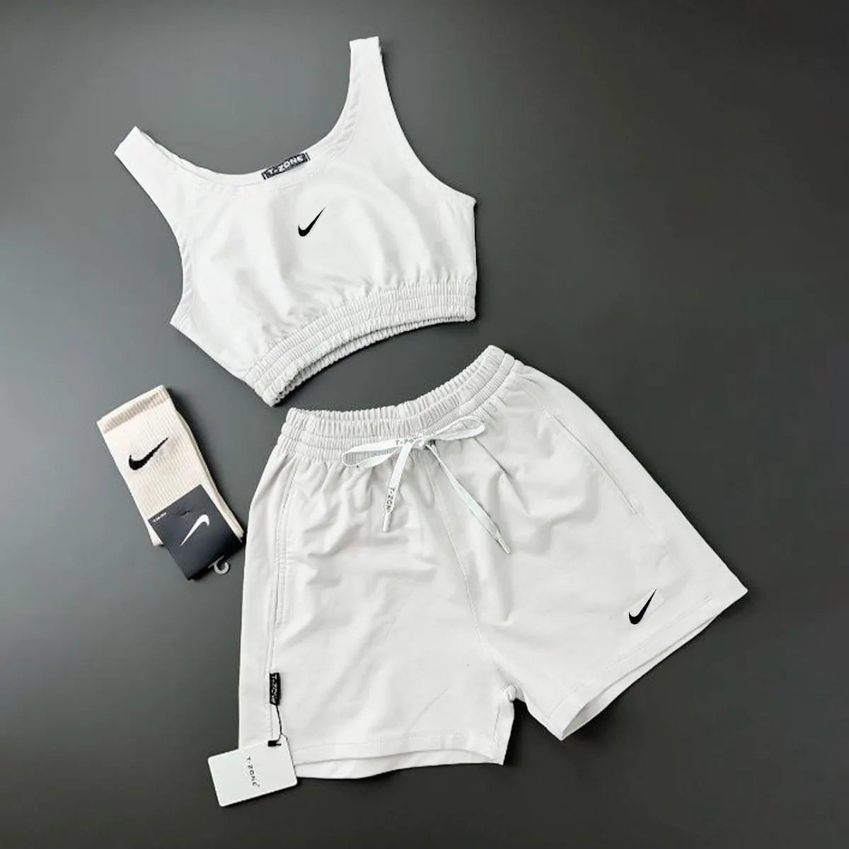 ست نیمتنه شلوارک زنانه چاپ NIKE