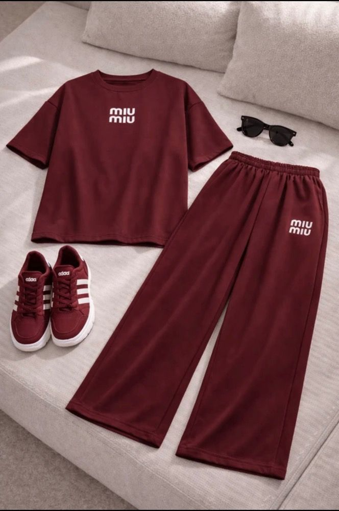 ست تیشرت شلوار بگ miumiu  زنانه