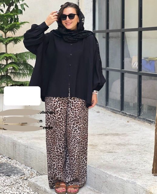 شلوار نخی پلنگی زنانه