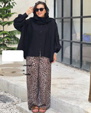شلوار نخی پلنگی زنانه