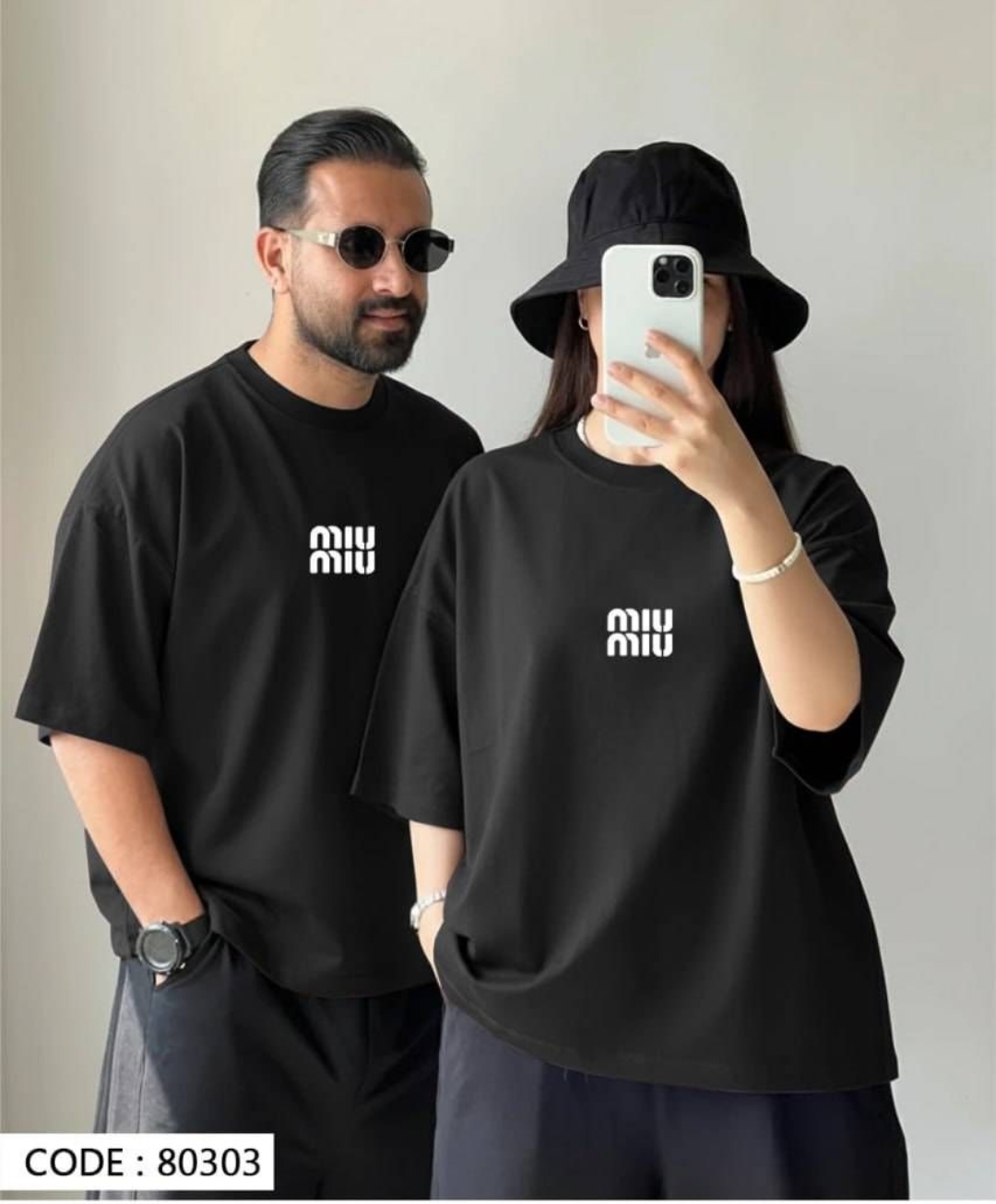 تیشرت باکسی چاپی miumiu کاپلی کد 80303