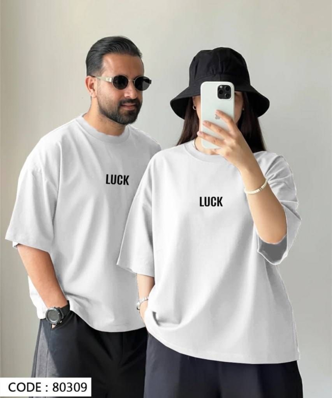 تیشرت باکسی LUCK کاپلی  کد 80309