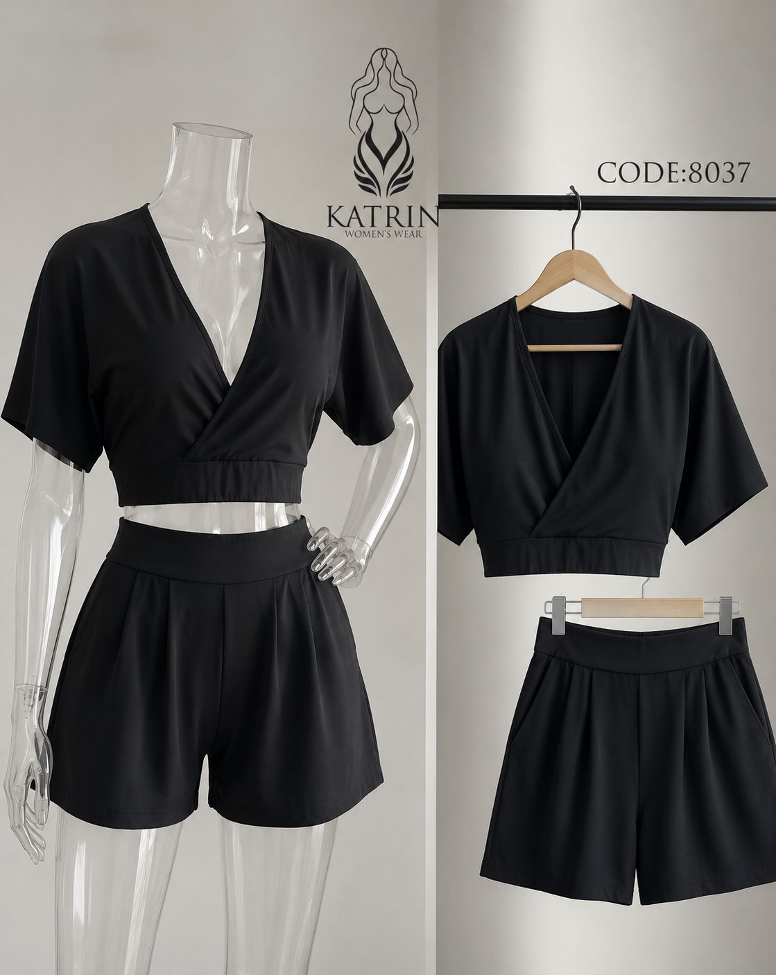 ست کراپ و شورتک زنانه کد8037