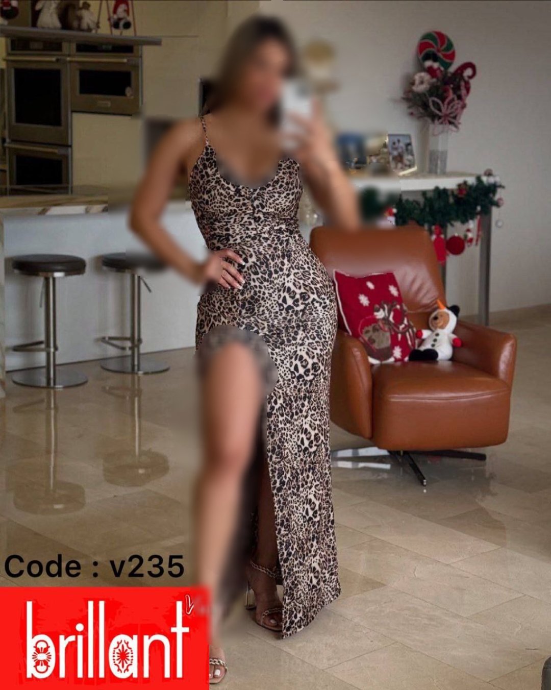 پیراهن پلنگی مجلسی زنانه کدV235
