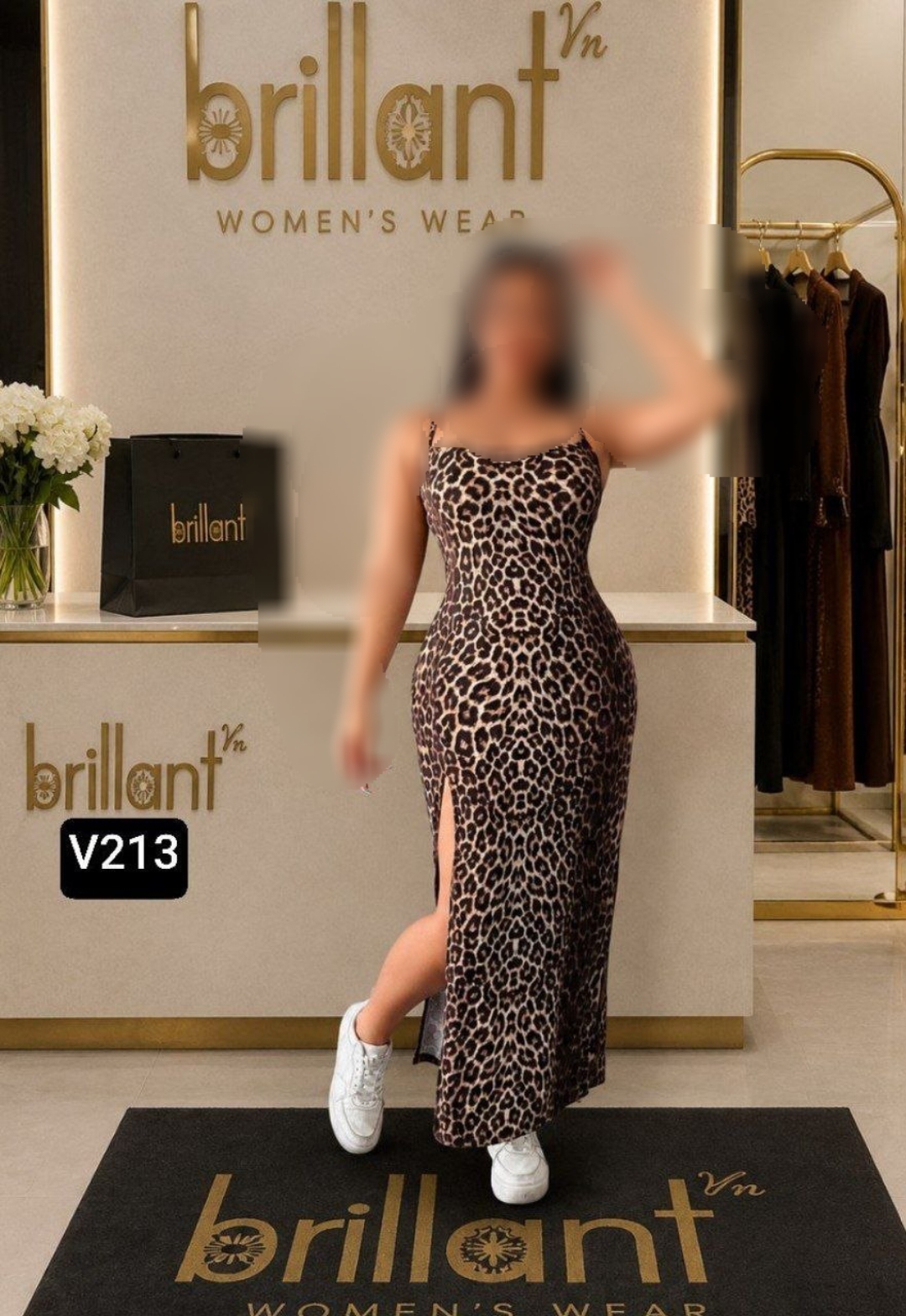 پیراهن مجلسی پلنگی زنانه کد v213