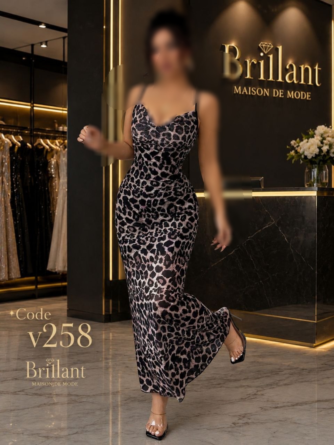 پیراهن مجلسی پلنگی کد V258