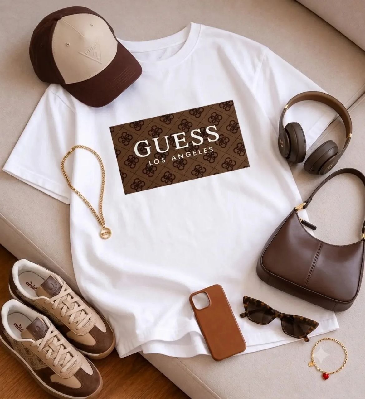تیشرت باکسی سامر طرح Guess