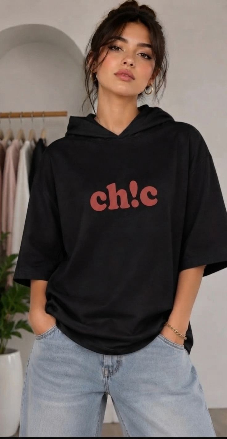 تیشرت باکسی کلاه دار chik