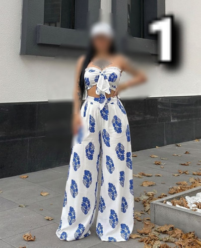 ست نیمتنه شلوار گره ای تابستانه