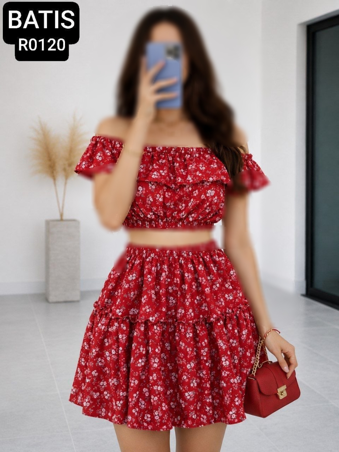نیم تنه دامنی گلدار زنانه کد R0120