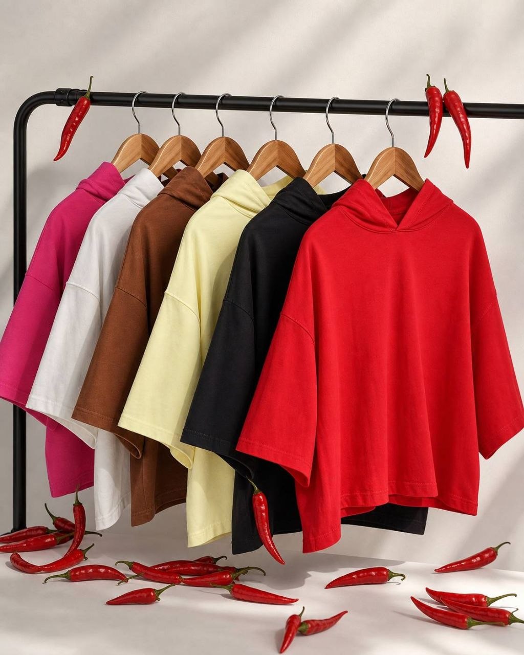 تیشرت کراپ باکسی کلاه دار