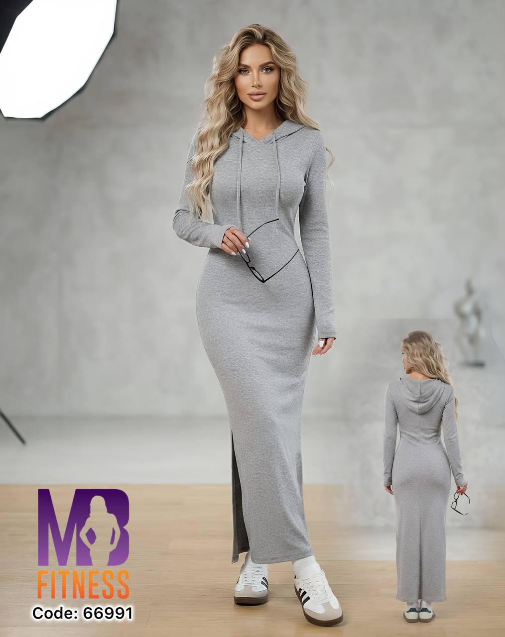 تونیک اسپورت کلاهدار چاک دار کد 66991