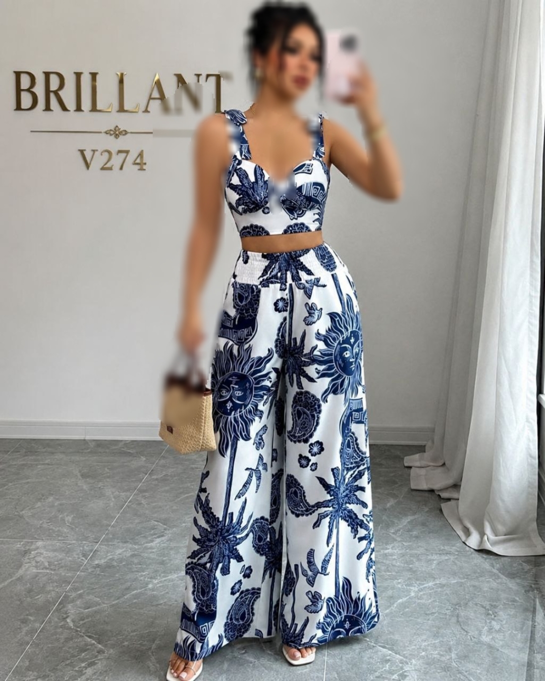 ست کراپ شلوار مجلسی زنانه کد V274