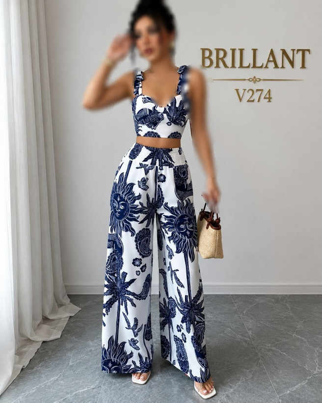 ست کراپ شلوار مجلسی زنانه کد V274