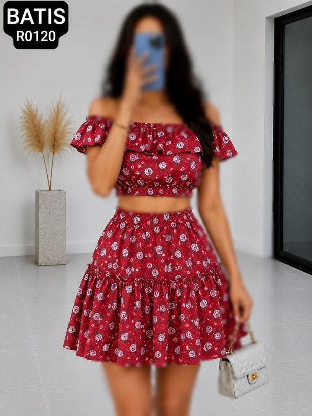 نیم تنه دامنی گلدار زنانه کد R0120