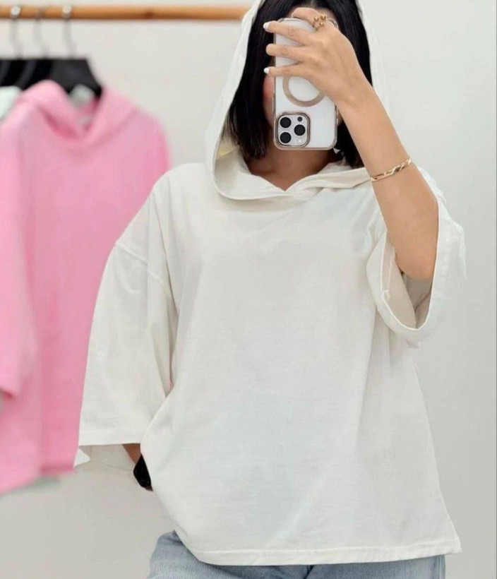 تیشرت باکسی کلاهدار کد 02191