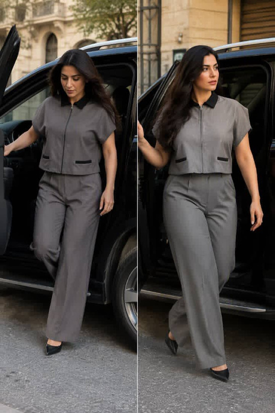 ست پلوشرت و شلوار مورگان زنانه