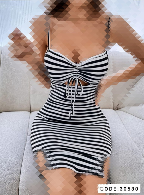 تونیک راه راه جلو گتدار زنانه کد 30530