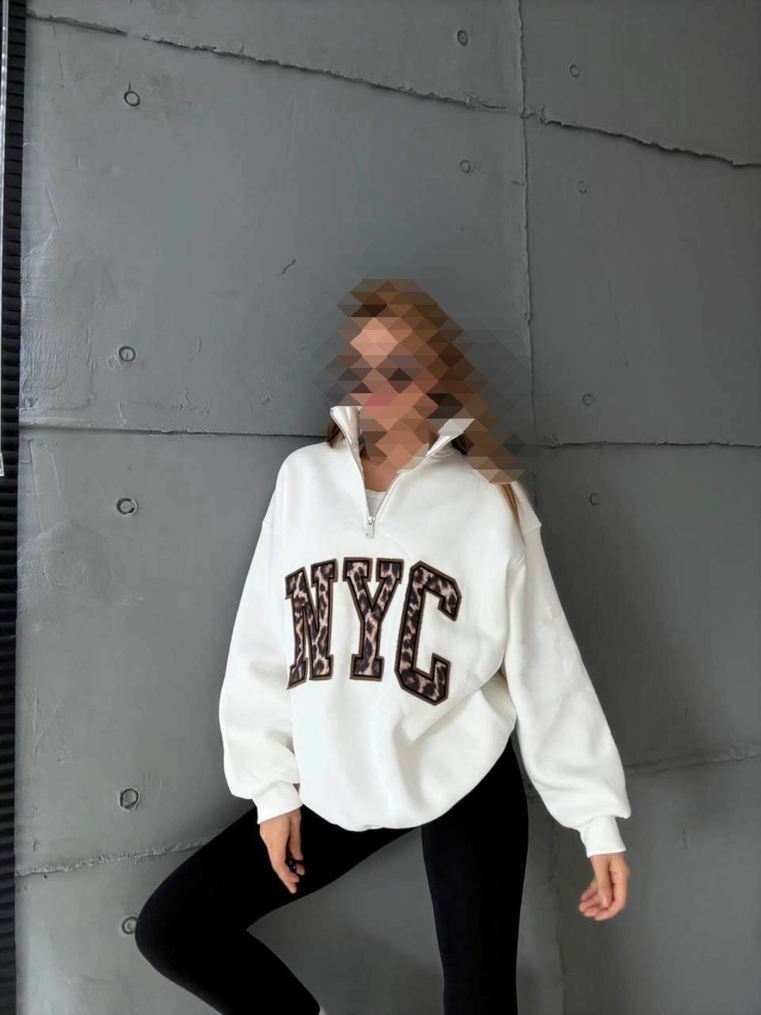 دورس نیم زیپ NYC  پلنگی زنانه