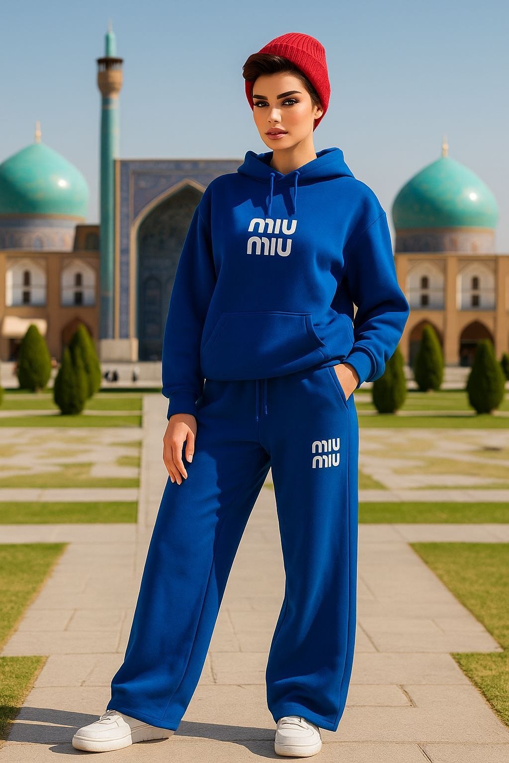 هودی و شلوار بگ miumiu زنانه