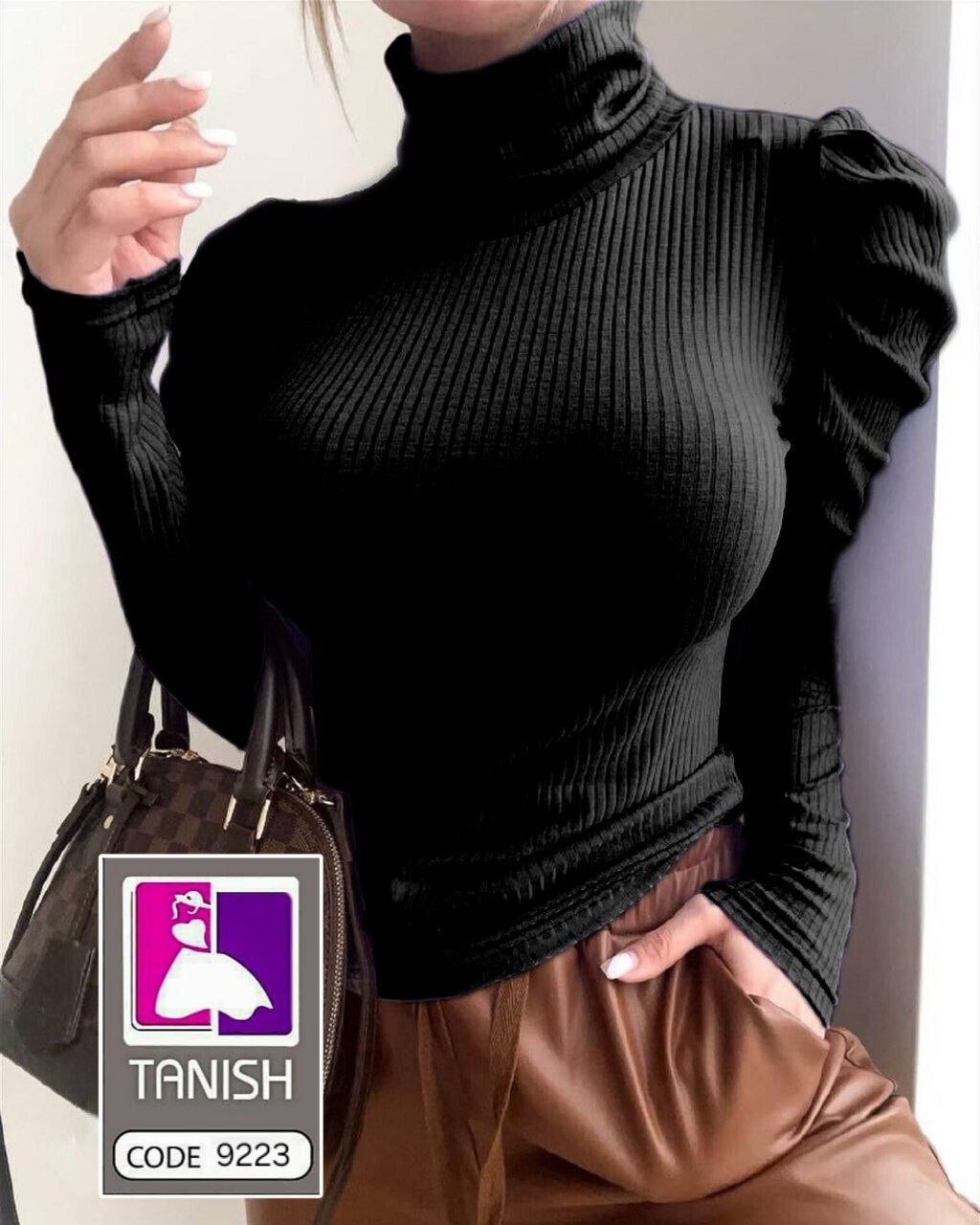 بلوز یقه اسکی سرشونه چیندار کد 9223