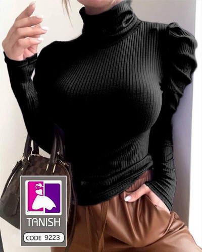 بلوز یقه اسکی سرشونه چیندار کد 9223