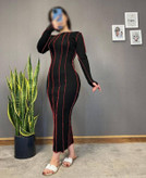 پیراهن بلند نوار دوزی زنانه کد 220029