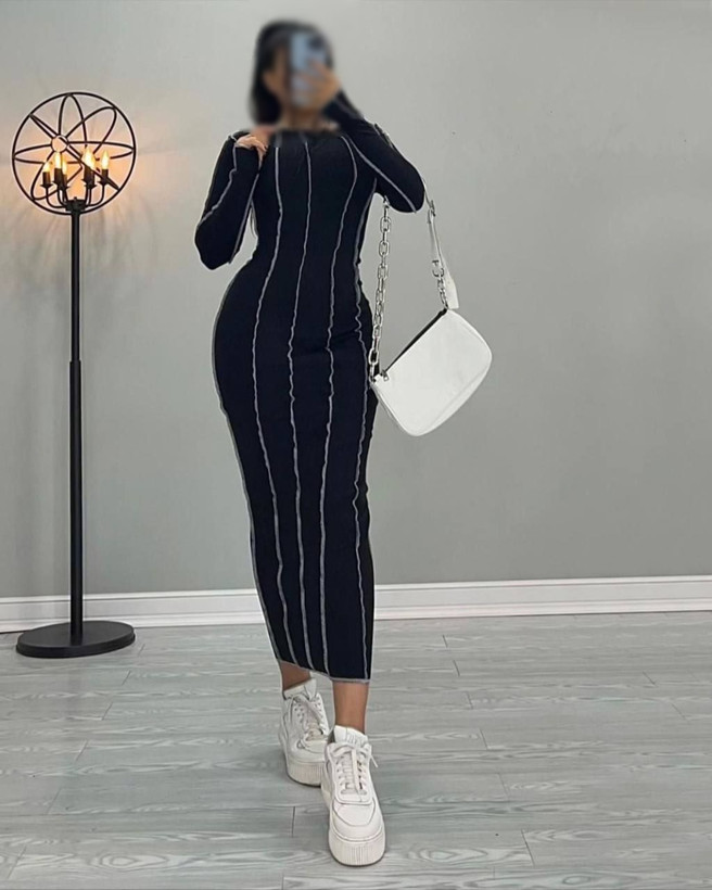 پیراهن بلند نوار دوزی زنانه کد 220029