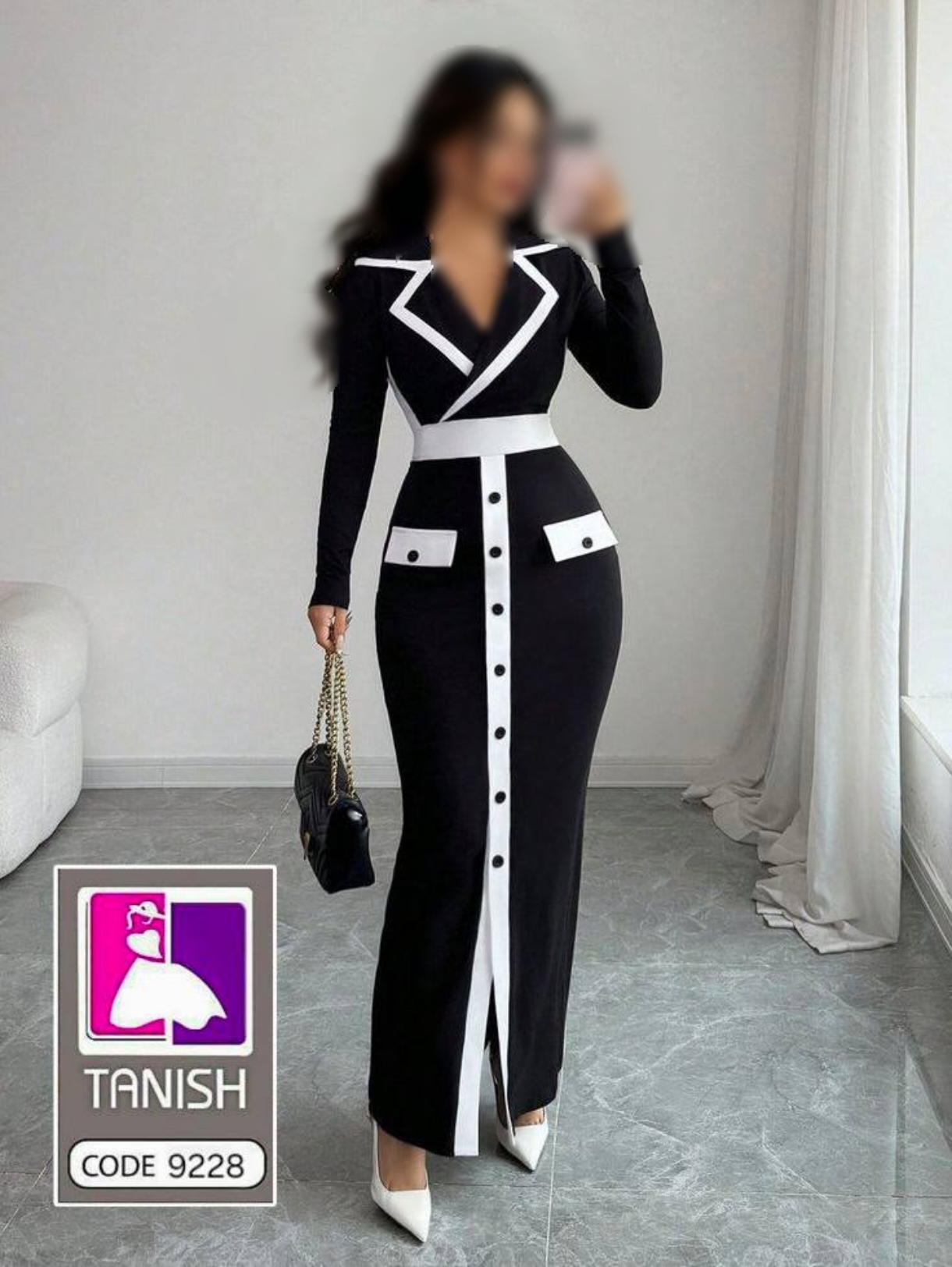 ماکسی مجلسی یقه دار 9228